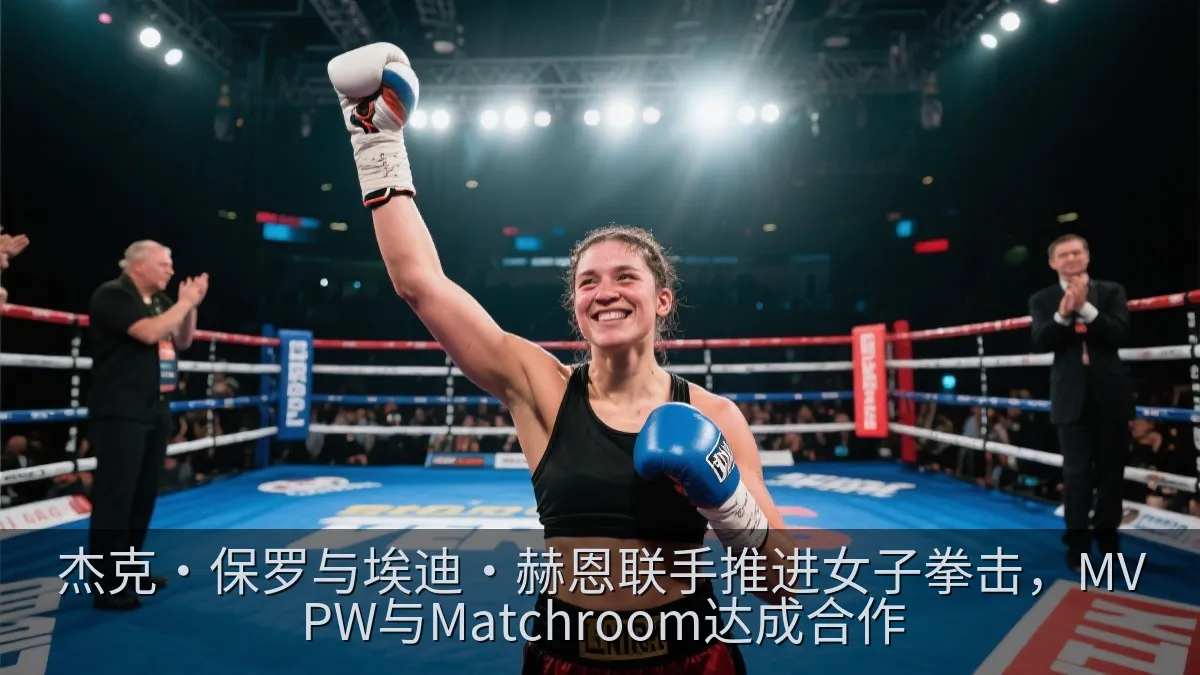 女子拳击比赛结束后，拳手在擂台中央举起拳套
